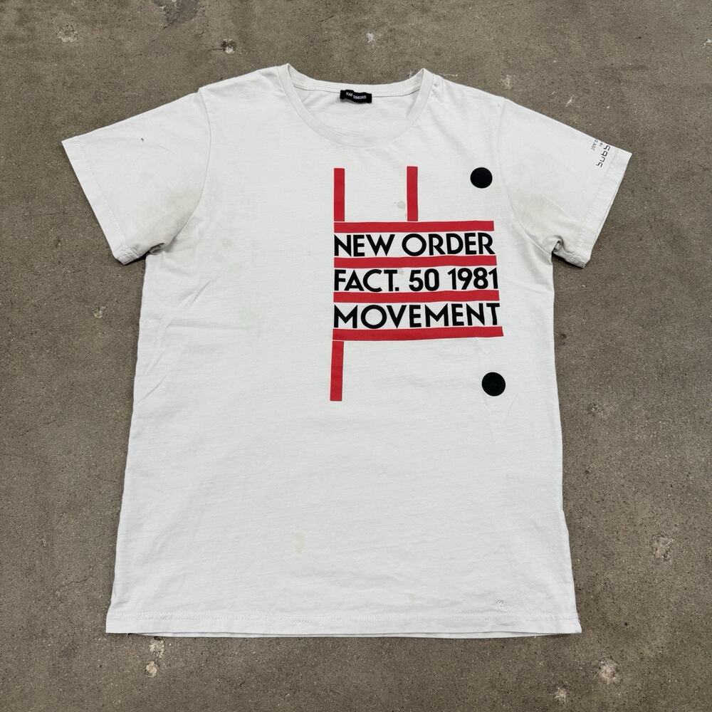 RAF SIMONS NEW WORLD ORDER MOVEMENT BAND JOY DIVISION T SHIRT WHITE LARGE